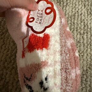Pink and White Cozy Slipper Socks